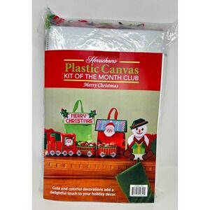 Herrschners Plastic Canvas Kit Merry Christmas‎ Train Decoration Snowman Santa